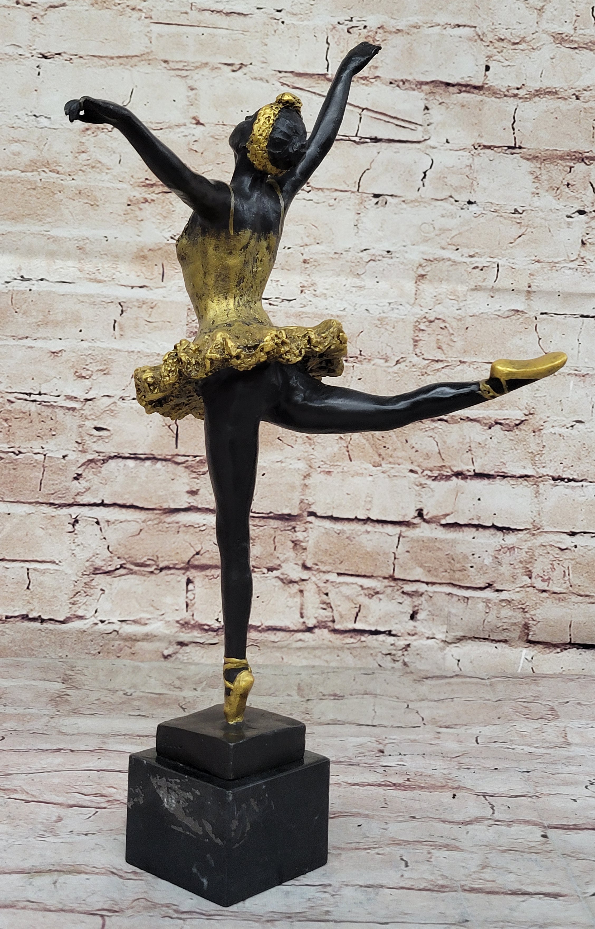 Hot Cast Bronze Ballerina Dancer in Gold Tutu by Milo