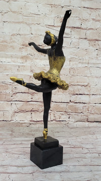 Hot Cast Bronze Ballerina Dancer in Gold Tutu by Milo