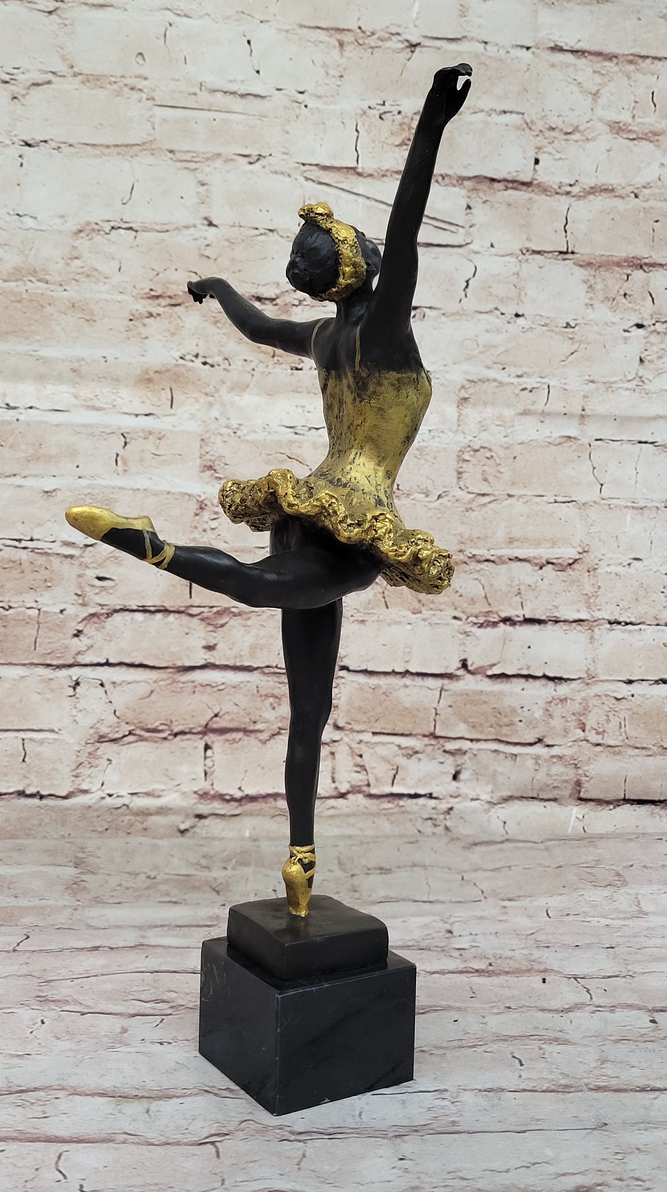 Hot Cast Bronze Ballerina Dancer in Gold Tutu by Milo