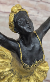 Hot Cast Bronze Ballerina Dancer in Gold Tutu by Milo