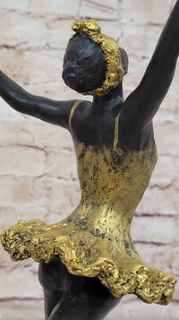 Hot Cast Bronze Ballerina Dancer in Gold Tutu by Milo