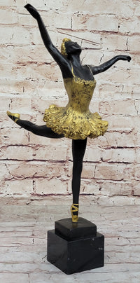 Hot Cast Bronze Ballerina Dancer in Gold Tutu by Milo