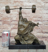 Milo Weightlifter Abstract Contemporary Art Bronze Sculpture