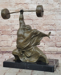 Milo Weightlifter Abstract Contemporary Art Bronze Sculpture