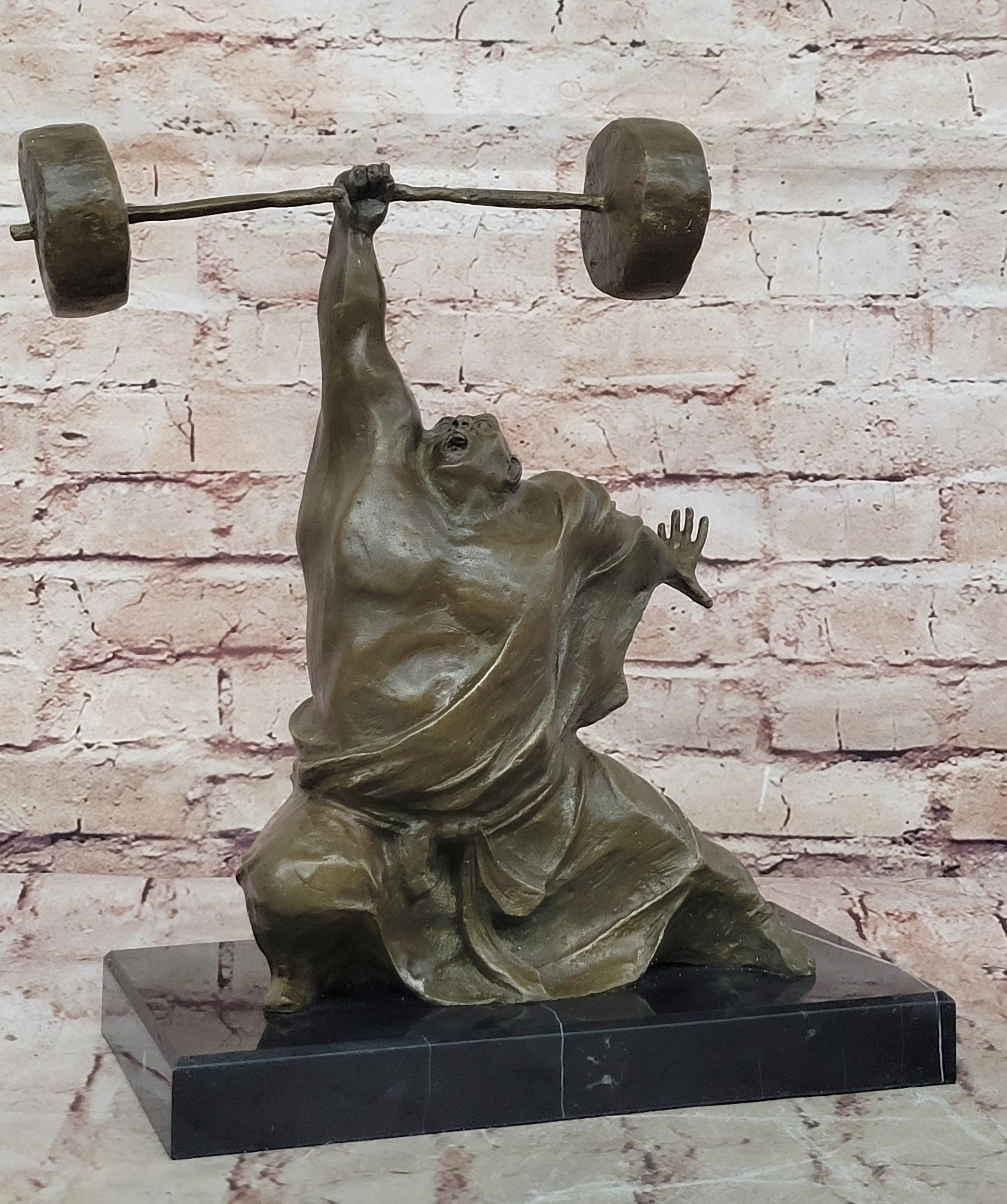 Milo Weightlifter Abstract Contemporary Art Bronze Sculpture