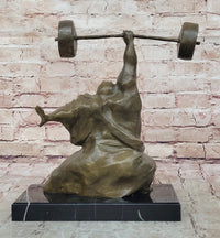 Milo Weightlifter Abstract Contemporary Art Bronze Sculpture