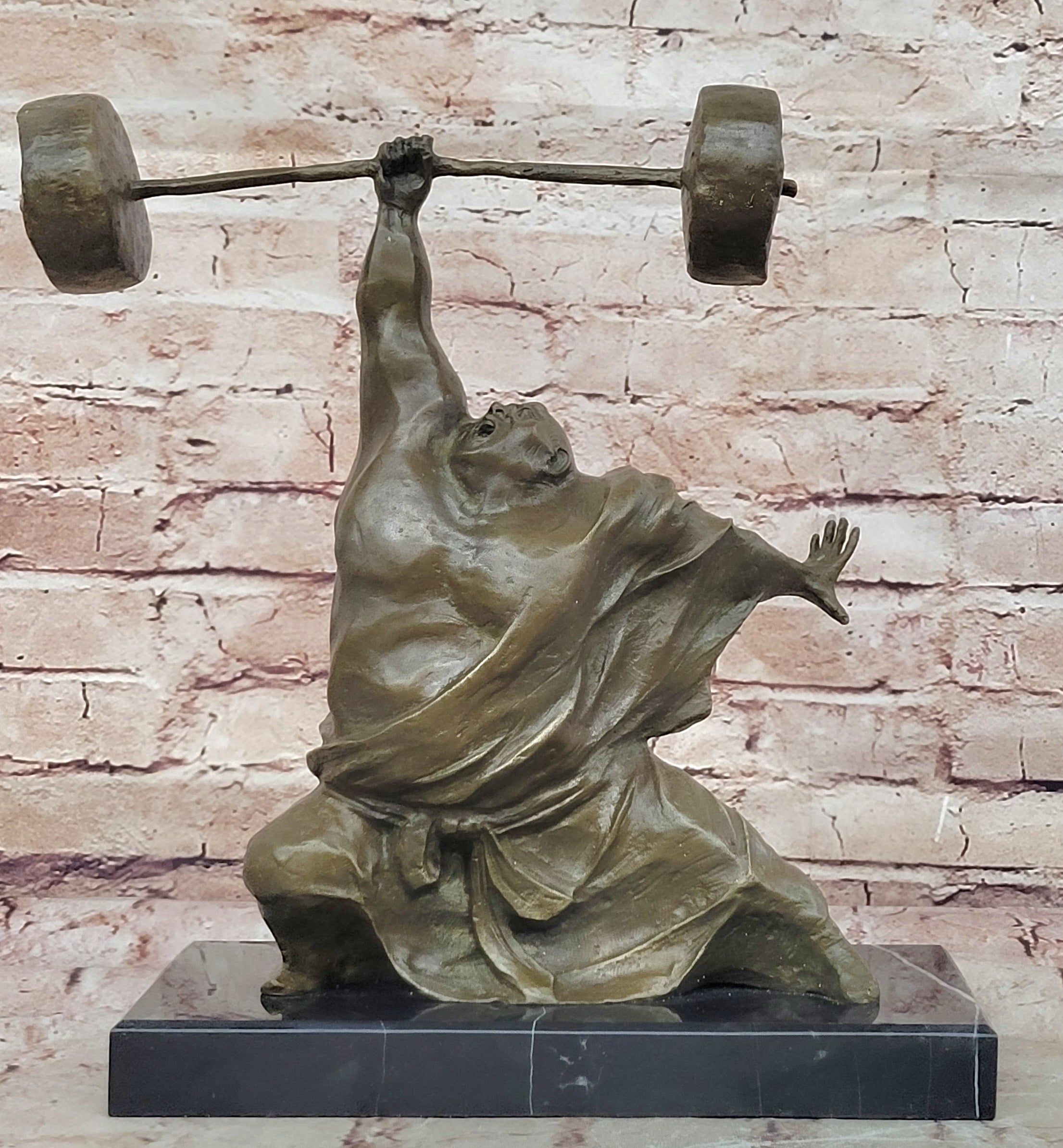 Milo Weightlifter Abstract Contemporary Art Bronze Sculpture