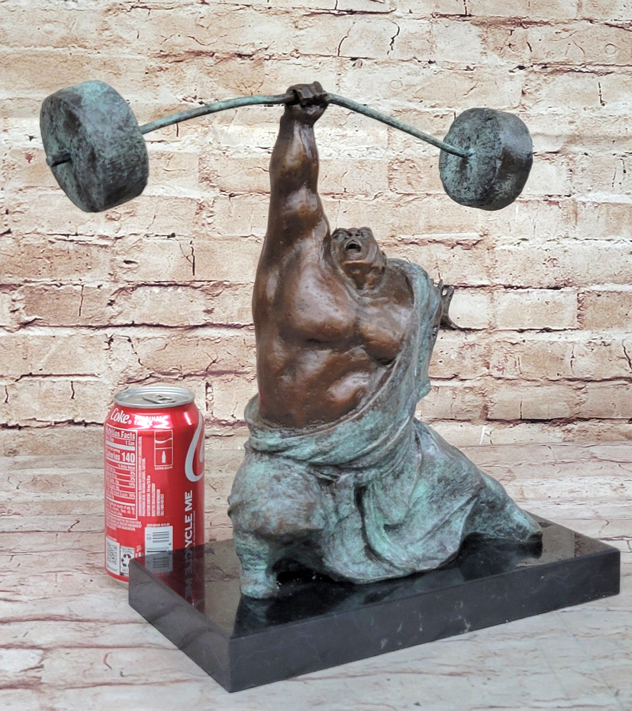 Abstract Weightlifter Bronze Sculpture by Milo