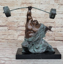Abstract Weightlifter Bronze Sculpture by Milo