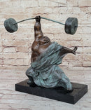 Abstract Weightlifter Bronze Sculpture by Milo