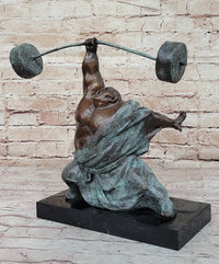 Abstract Weightlifter Bronze Sculpture by Milo