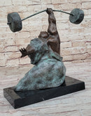 Abstract Weightlifter Bronze Sculpture by Milo