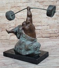 Abstract Weightlifter Bronze Sculpture by Milo