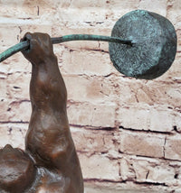 Abstract Weightlifter Bronze Sculpture by Milo