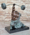 Abstract Weightlifter Bronze Sculpture by Milo