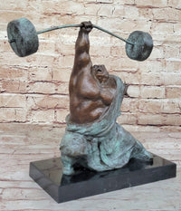 Abstract Weightlifter Bronze Sculpture by Milo