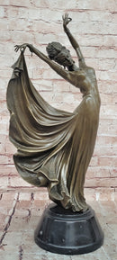 Modern Dance Sculpture Graceful Pretty Eastern Woman Bronze Sculpture Signed