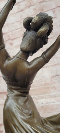 Modern Dance Sculpture Graceful Pretty Eastern Woman Bronze Sculpture Signed