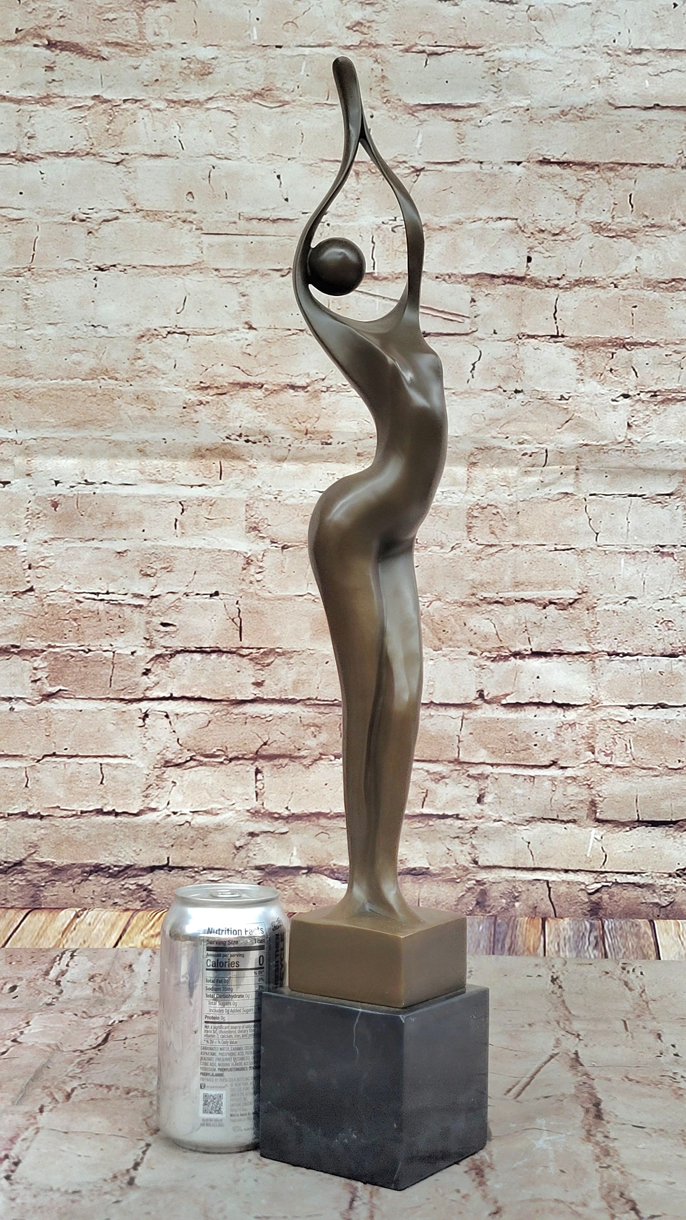 Modern Art Abstract Bronze Metal Human Figure Hands Up Signed