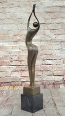 Modern Art Abstract Bronze Metal Human Figure Hands Up Signed