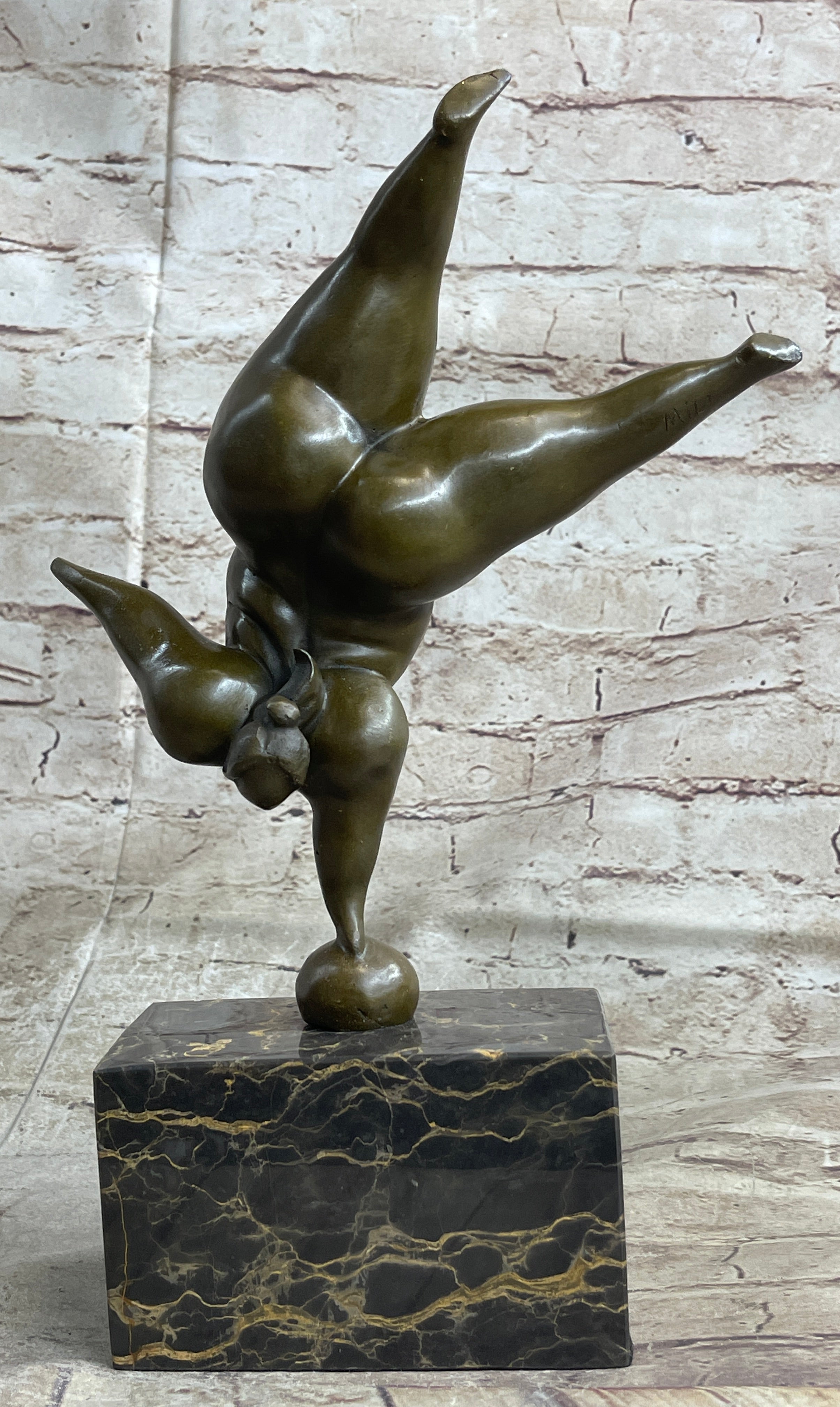 Bronze Abstract Gymnast Balancing Sculpture by Milo