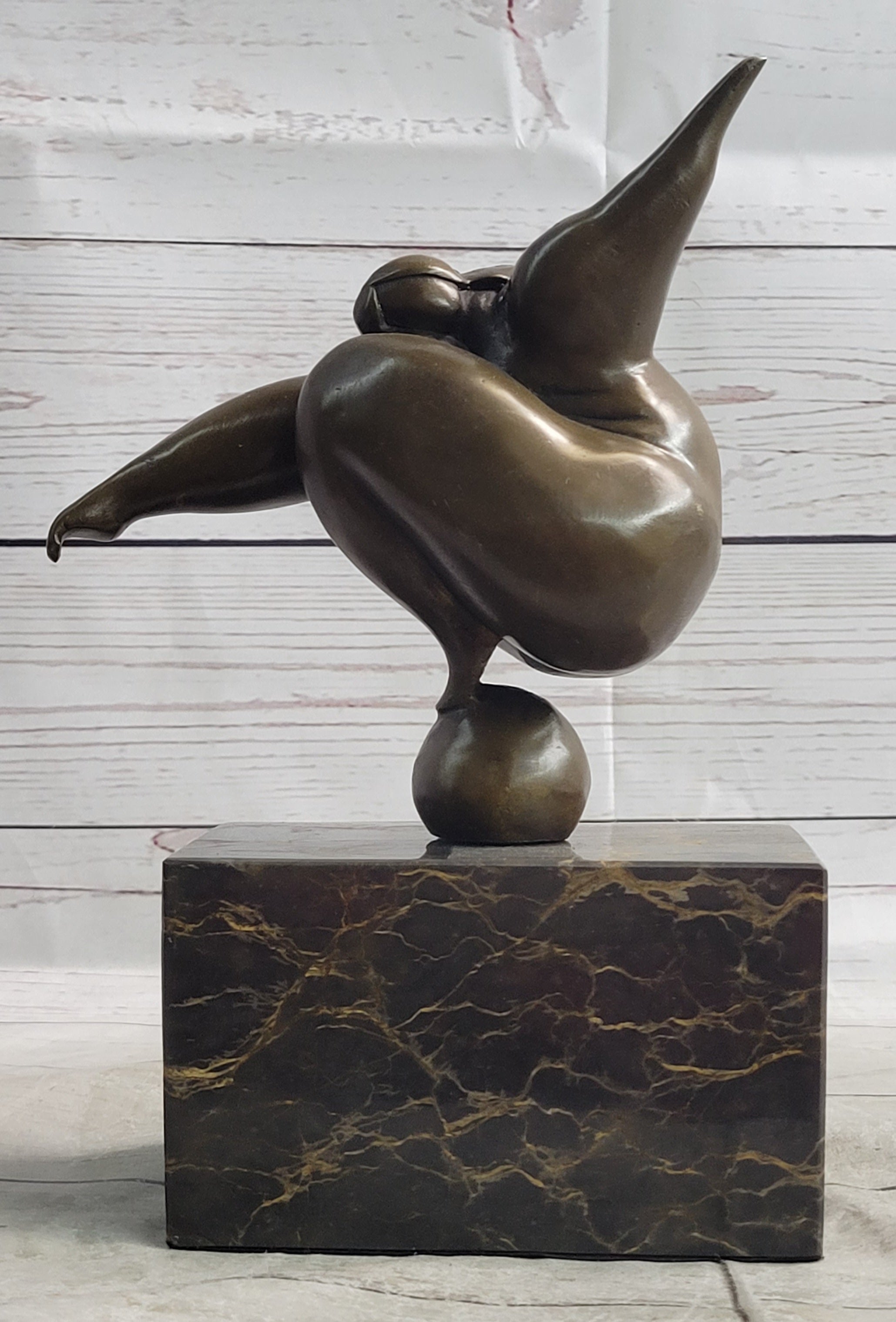 Abstract Curvy BBW Woman Balancing on Ball Bronze 11" x 7"