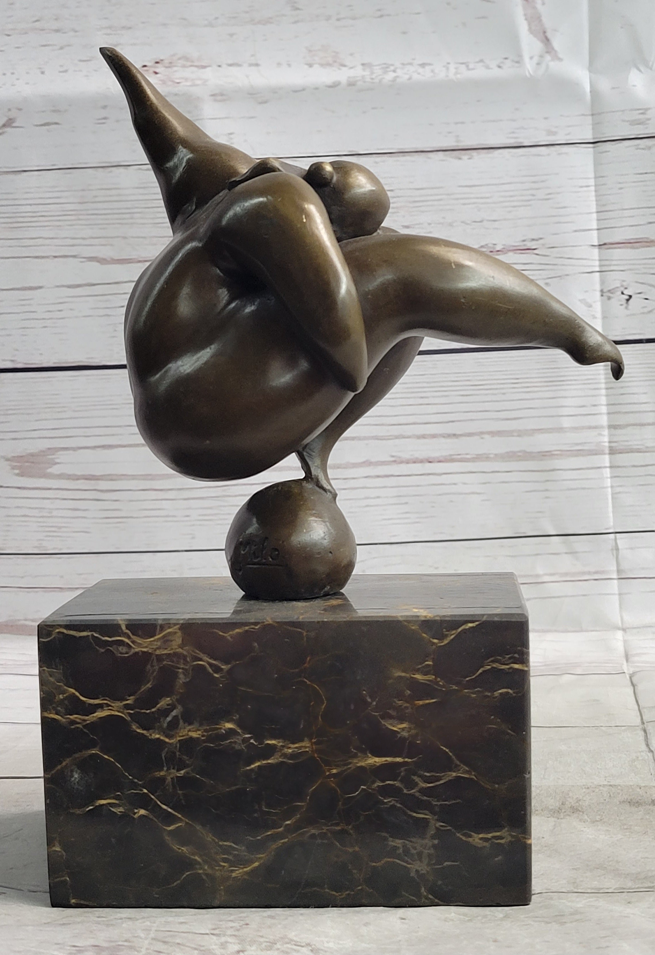 Abstract Curvy BBW Woman Balancing on Ball Bronze 11" x 7"