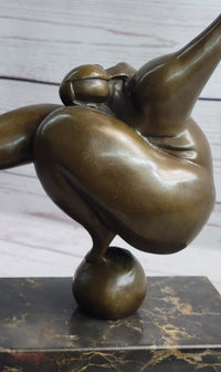 Abstract Curvy BBW Woman Balancing on Ball Bronze 11" x 7"