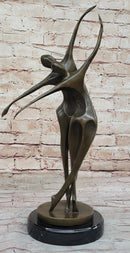 Dancing Couple Romantic Bronze Modernist Sculpture on Marble Base