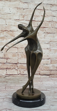 Dancing Couple Romantic Bronze Modernist Sculpture on Marble Base