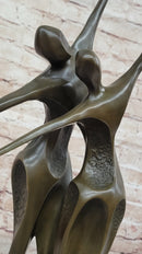 Dancing Couple Romantic Bronze Modernist Sculpture on Marble Base