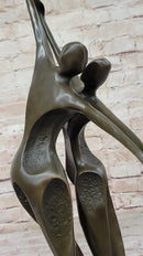 Dancing Couple Romantic Bronze Modernist Sculpture on Marble Base
