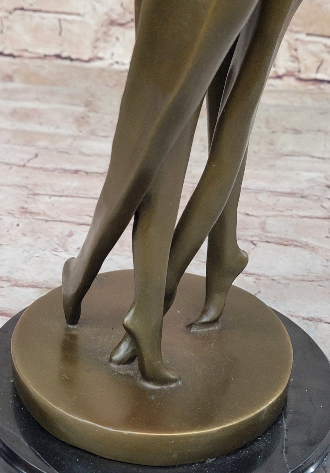 Dancing Couple Romantic Bronze Modernist Sculpture on Marble Base