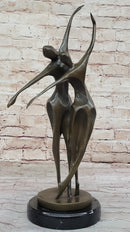 Dancing Couple Romantic Bronze Modernist Sculpture on Marble Base