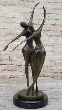 Dancing Couple Romantic Bronze Modernist Sculpture on Marble Base