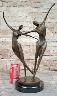 Dancing Couple Pair Romantic Abstract Modern Art Bronze Sculpture by Milo