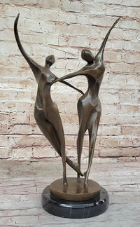 Dancing Couple Pair Romantic Abstract Modern Art Bronze Sculpture by Milo
