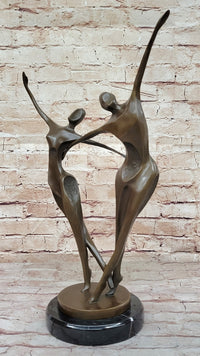 Dancing Couple Pair Romantic Abstract Modern Art Bronze Sculpture by Milo