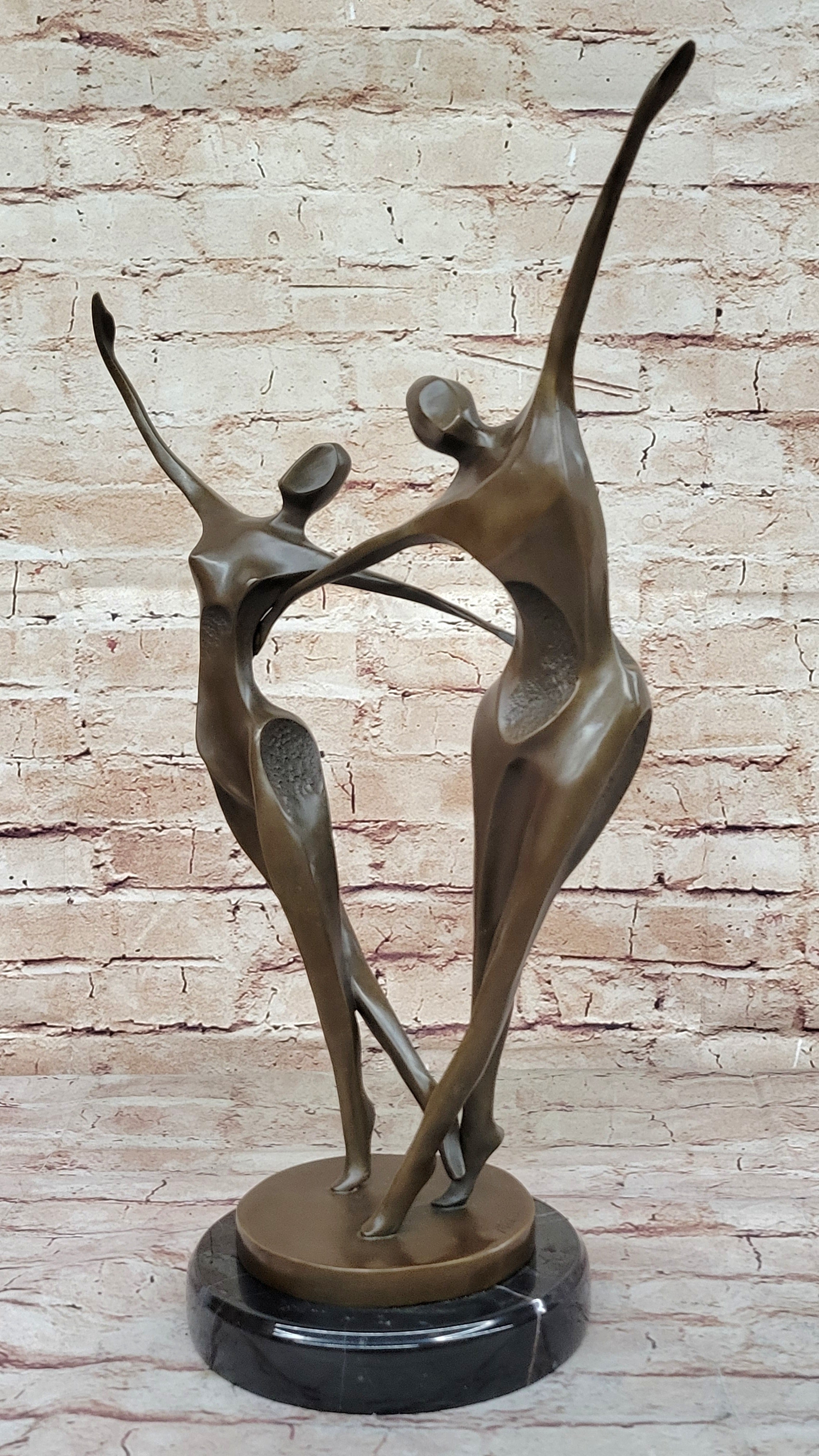 Dancing Couple Pair Romantic Abstract Modern Art Bronze Sculpture by Milo