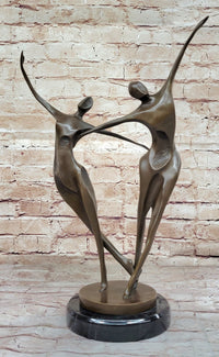 Dancing Couple Pair Romantic Abstract Modern Art Bronze Sculpture by Milo