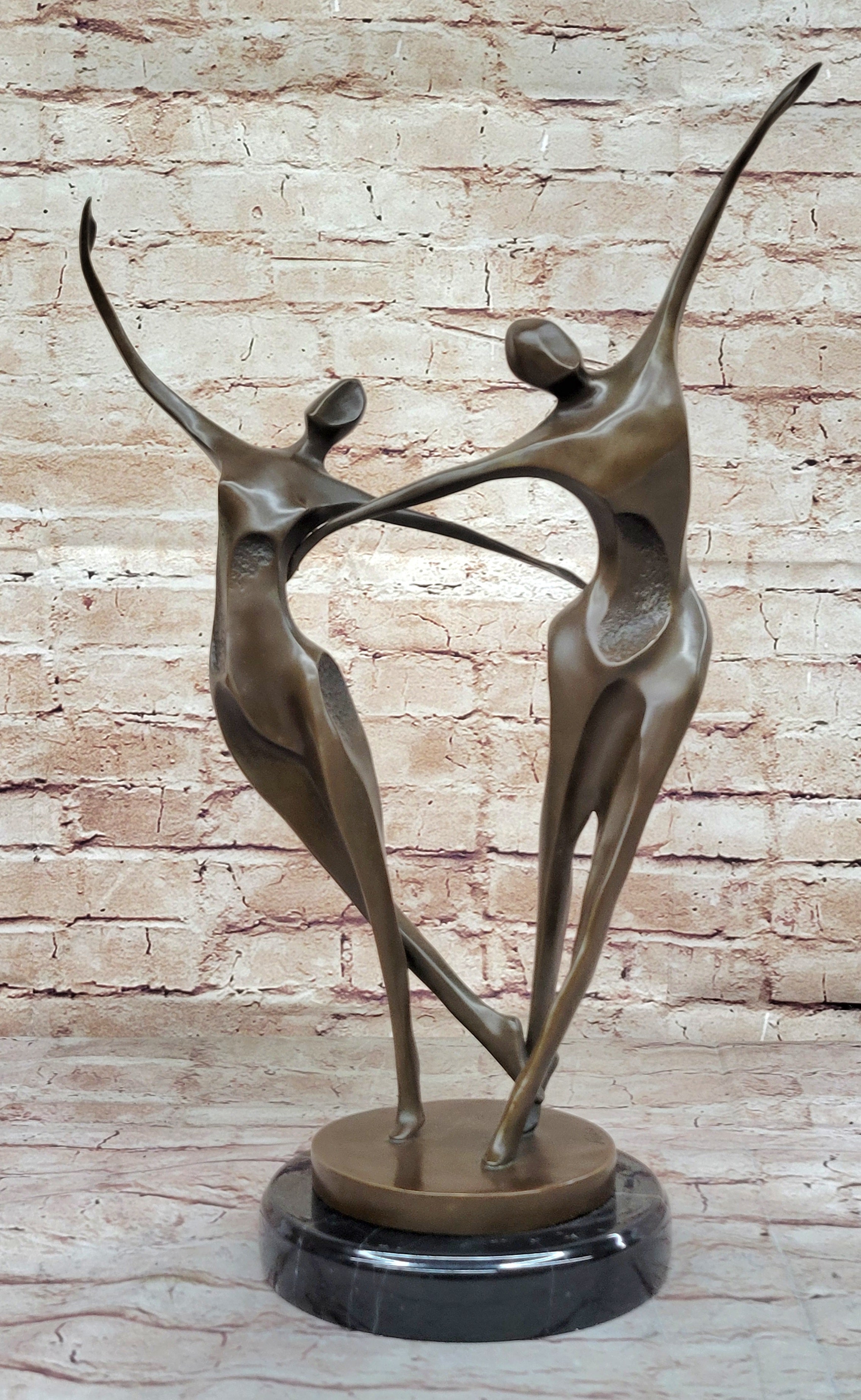 Dancing Couple Pair Romantic Abstract Modern Art Bronze Sculpture by Milo