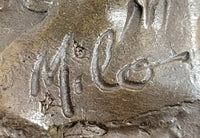 Awakening Stretching Woman Bronze Sculpture on Marble Base