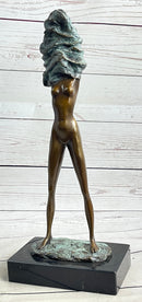 Nude Girl Woman Removing Shirt Modern Art Bronze Sculpture Statue Erotic Female FIgure