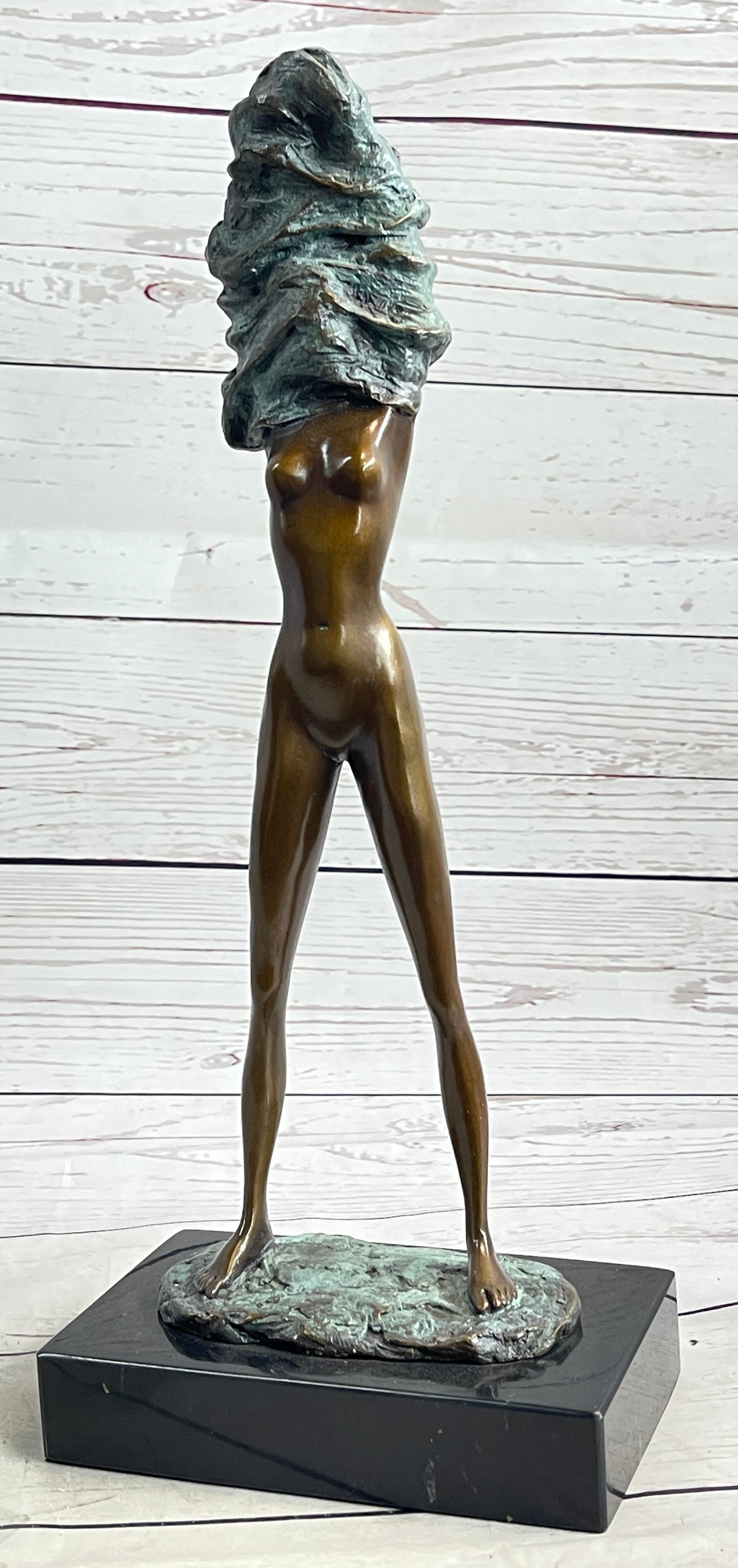 Nude Girl Woman Removing Shirt Modern Art Bronze Sculpture Statue Erotic Female FIgure