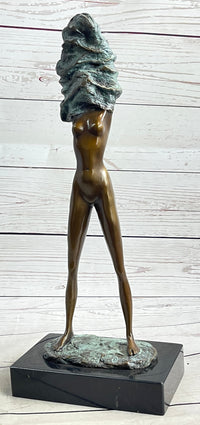 Nude Girl Woman Removing Shirt Modern Art Bronze Sculpture Statue Erotic Female FIgure
