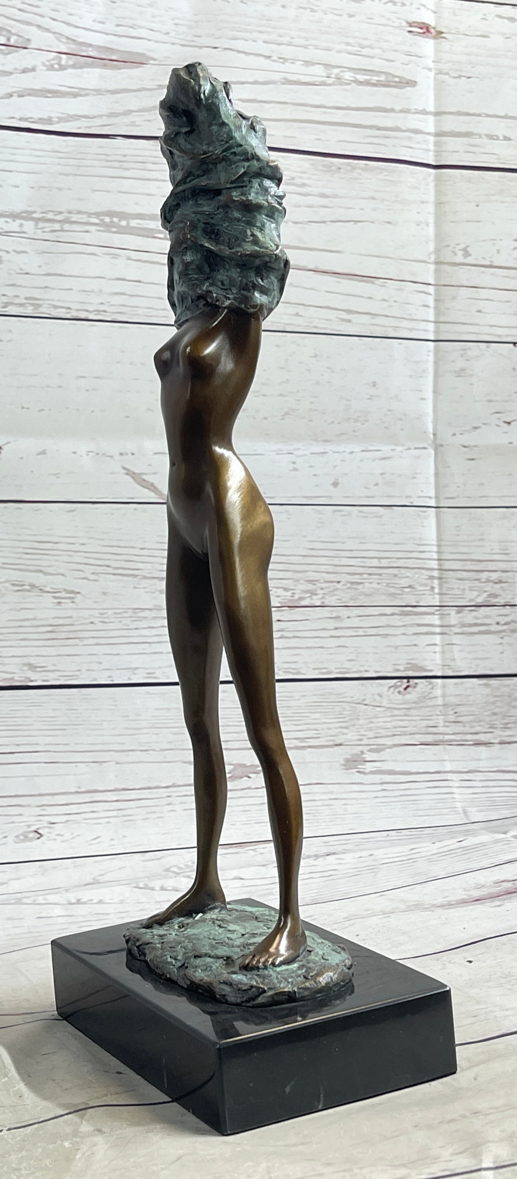 Nude Girl Woman Removing Shirt Modern Art Bronze Sculpture Statue Erotic Female FIgure