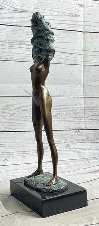 Nude Girl Woman Removing Shirt Modern Art Bronze Sculpture Statue Erotic Female FIgure