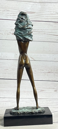 Nude Girl Woman Removing Shirt Modern Art Bronze Sculpture Statue Erotic Female FIgure