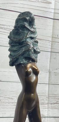 Nude Girl Woman Removing Shirt Modern Art Bronze Sculpture Statue Erotic Female FIgure