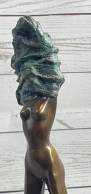 Nude Girl Woman Removing Shirt Modern Art Bronze Sculpture Statue Erotic Female FIgure